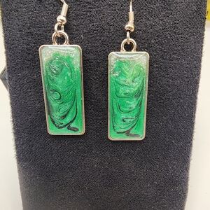 Hand Crafted Green Swirl Earrings